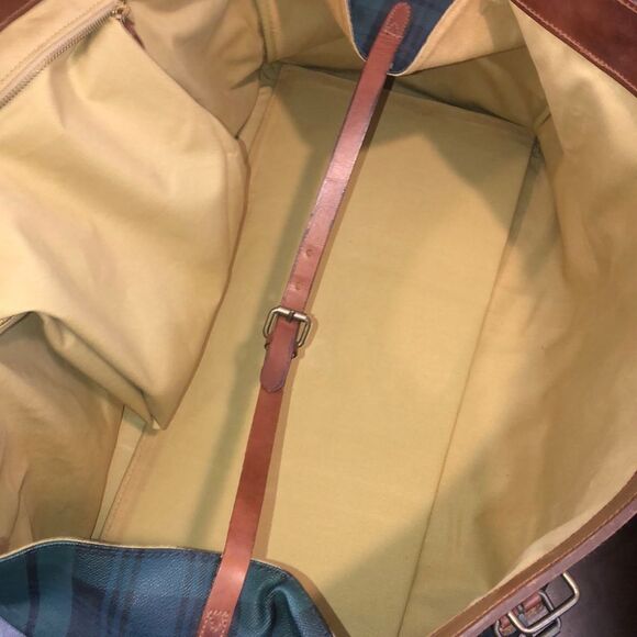 W RALPH LAUREN Black Watch Boston Travel Bag Coated Canvas Waxed Leather 52cm - Picture 16 of 17